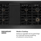ZLINE 48 in. Dual Fuel Range 6.7 cu. ft. 8 Burners Black Satin Stainless Steel Champagne Bronze Accents (SDRBSZ-48-CB)