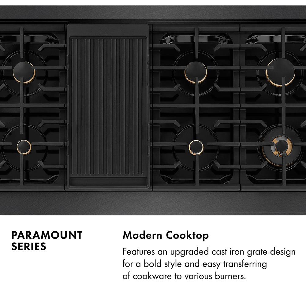ZLINE 48 in. Dual Fuel Range 6.7 cu. ft. Double Oven 8 Brass Burners Black Satin Stainless Steel (SDRBS-BR-48)