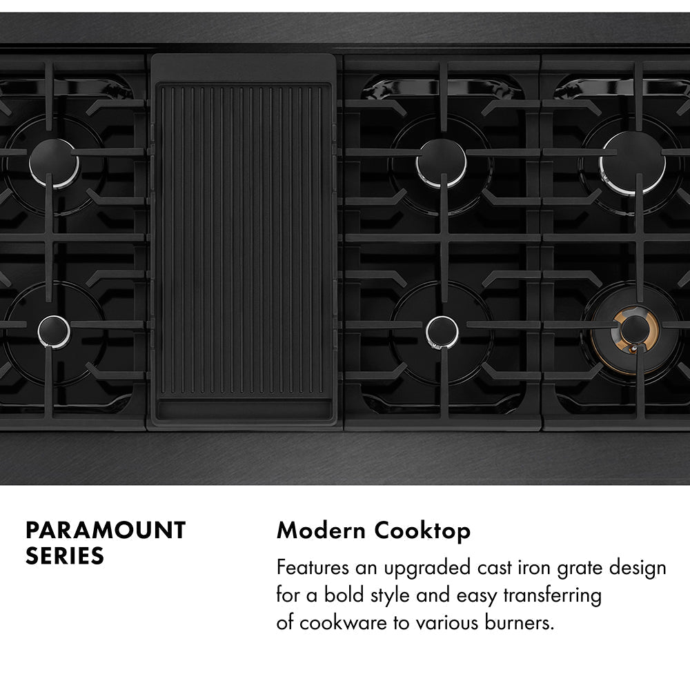 ZLINE 48 in Gas Range Double Oven 6.7 cu. ft. 8 Burner Cooktop Black Satin Stainless Steel (SGRBS-48)