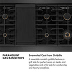ZLINE Autograph 48" Paramount Gas Rangetop with 8 Burners and Porcelain Cooktop in Black Satin with Champagne Accents, SRTBSZ-48-CB