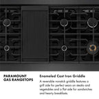 ZLINE 48" Paramount Gas Rangetop with 8 Burners and Porcelain Cooktop in Black Satin Stainless Steel, SRTBS-48