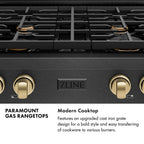 ZLINE Autograph 30" Paramount Gas Rangetop with 4 Burners and Porcelain Cooktop in Black Satin and Champagne Bronze Accents, SRTBSZ-30-CB