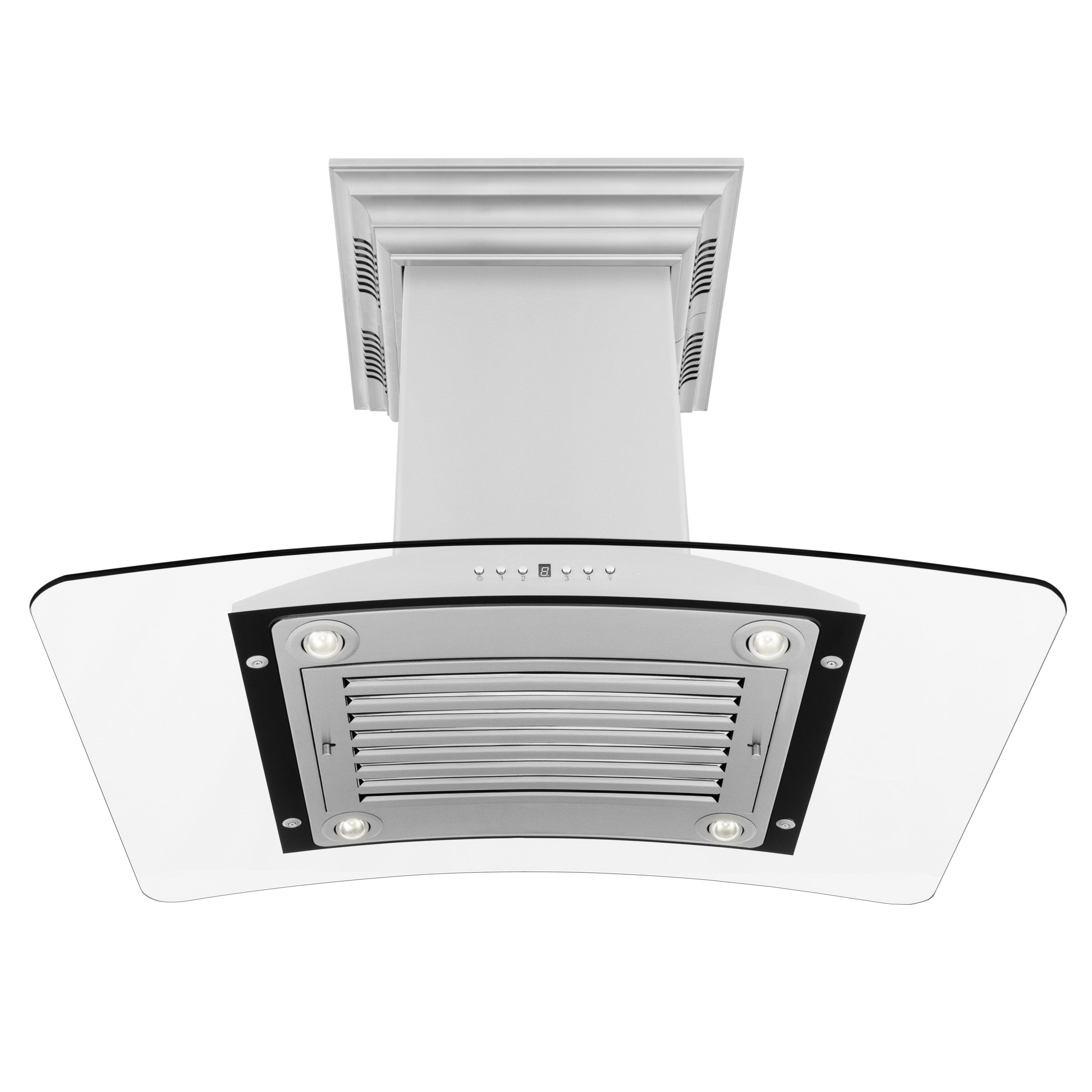 ZLINE 36 in Island Mount Range Hood 400 CFM Stainless Steel CrownSound Bluetooth Speakers (GL9iCRN-BT-36)