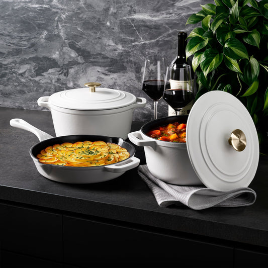 ZLINE 5-Piece Enameled Cast Iron Cookware Set in White Matte, CWSETS-WM-5