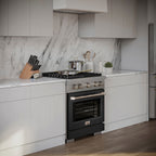 ZLINE 30 in. Gas Range 4.2 cu. ft. Convection Oven, 4 Burner DuoPro™ Cooktop, Black Matte Door (PSGR-BLM-30)