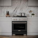 ZLINE 30 in. Gas Range 4.2 cu. ft. Convection Oven, 4 Burner DuoPro™ Cooktop, Black Matte Door (PSGR-BLM-30)