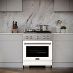 ZLINE 30 in. Gas Range 4.2 cu. ft. Convection Oven, 4 Burner DuoPro™ Cooktop, White Matte Door (PSGR-WM-30)