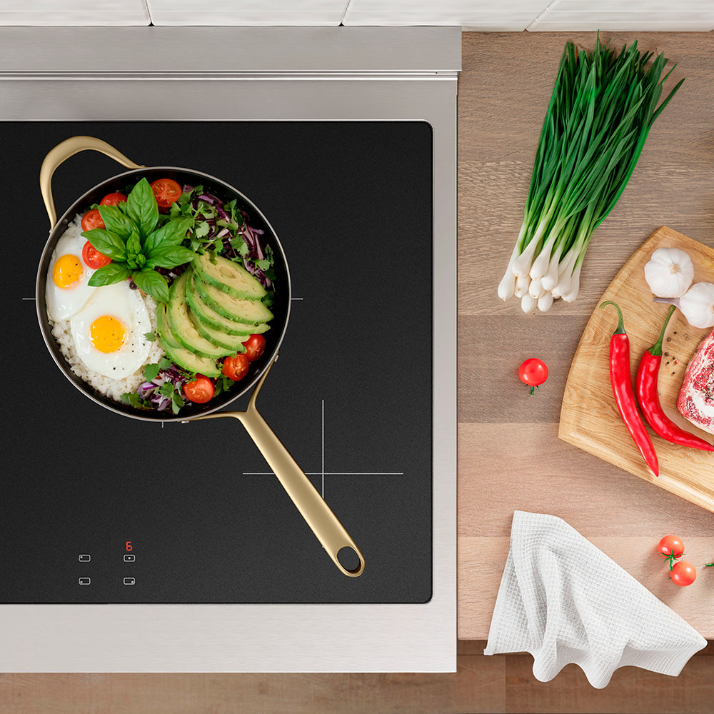 ZLINE 30 in. Induction Range 4.2 cu. ft. 4 Elements Electric Convection Oven Stainless Steel White Matte Door Champagne Bronze Accents (SINRZ-WM-30-CB)