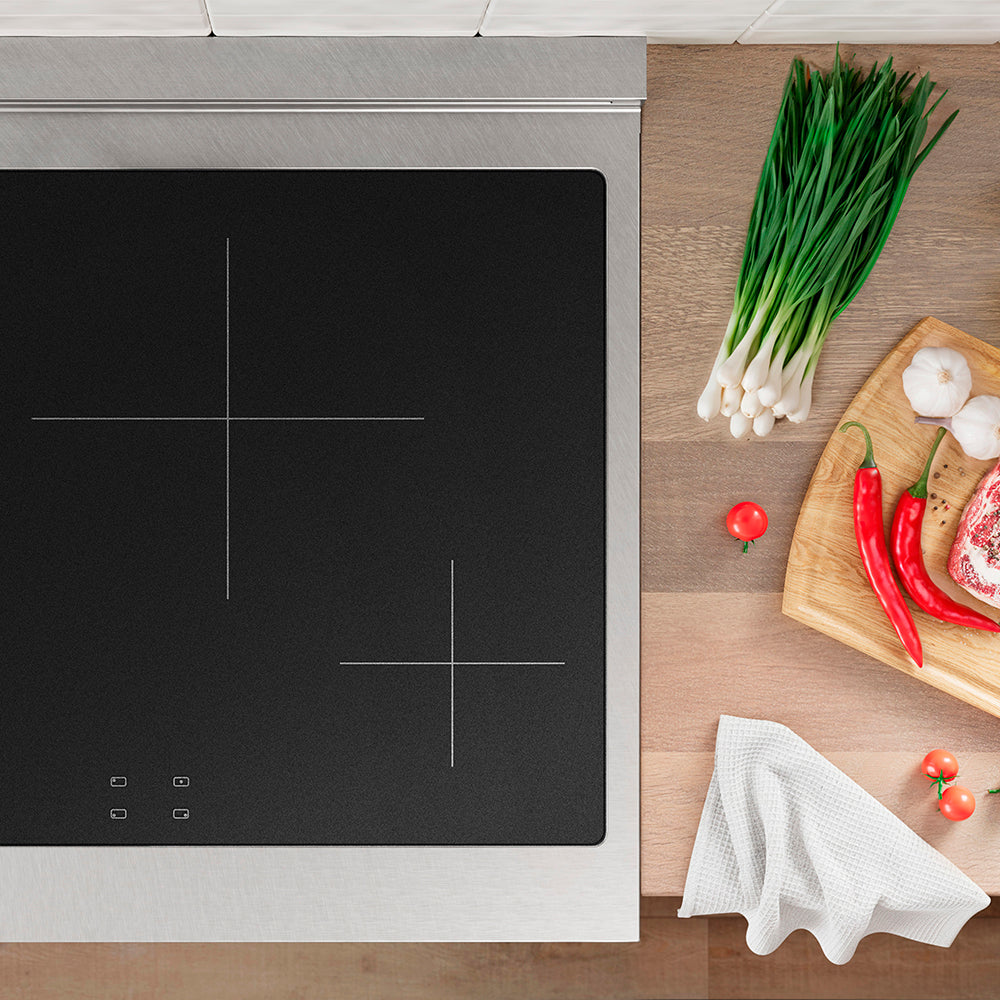 ZLINE 30 in. Induction Range 4.2 cu. ft. 4 Element Cooktop Electric Convection Oven Satin Stainless Steel White Matte Door (SINRS-WM-30)
