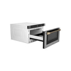 ZLINE Autograph 24" 1.2 cu. ft. Built-in Microwave Drawer in Stainless Steel and Champagne Bronze Helix Handle, MWDZ-1-H-KCB