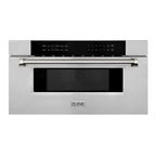 ZLINE Autograph 30" 1.2 cu. ft. Built-in Microwave Drawer in Stainless Steel and Polished Nickel Helix Handle, MWDZ-30-KPN