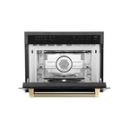 ZLINE Autograph 24" 1.6 cu ft. Built-in Convection Microwave Oven in Black Stainless Steel and Champagne Bronze Helix Handle, MWOZ-24-BS-KCB