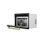 ZLINE Autograph 24" 1.6 cu ft. Built-in Convection Microwave Oven in Black Stainless Steel and Champagne Bronze Helix Handle, MWOZ-24-BS-KCB