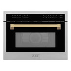 ZLINE Autograph 24" 1.6 cu ft. Built-in Convection Microwave Oven in Satin Stainless Steel with Champagne Bronze Accents, MWOZ-24-SS-CB