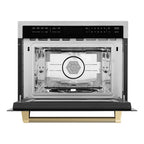 ZLINE Autograph 24" 1.6 cu ft. Built-in Convection Microwave Oven in Stainless Steel and Champagne Bronze Helix Handle, MWOZ-24-KCB