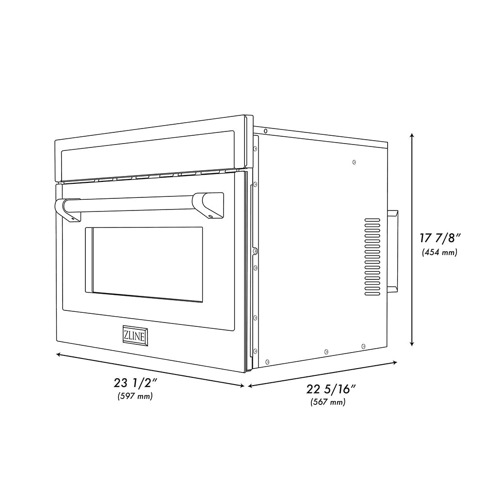 ZLINE Autograph 24" 1.6 cu ft. Built-in Convection Microwave Oven in Stainless Steel and Polished Gold Helix Handle, MWOZ-24-KG