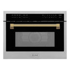 ZLINE Autograph 24" 1.6 cu ft. Built-in Convection Microwave Oven in Stainless Steel and Polished Gold Helix Handle, MWOZ-24-KG