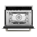 ZLINE Autograph 24" 1.6 cu ft. Built-in Convection Microwave Oven in Stainless Steel and Polished Nickel Helix Handle, MWOZ-24-KPN