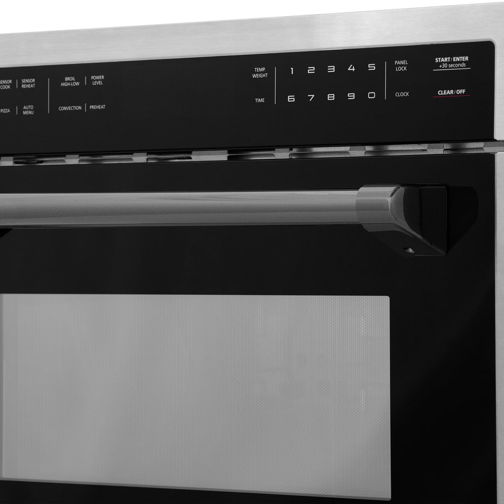 ZLINE Autograph 24" 1.6 cu ft. Built-in Convection Microwave Oven in Satin Stainless Steel with Matte Black Accents, MWOZ-24-SS-MB