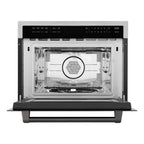 ZLINE Autograph 24" 1.6 cu ft. Built-in Convection Microwave Oven in Satin Stainless Steel with Matte Black Accents, MWOZ-24-SS-MB