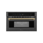 ZLINE Autograph 30" 1.55 cu ft. Built-in Convection Microwave Oven in Black Stainless Steel and Champagne Bronze Accents, MWOZ-30-BS-CB