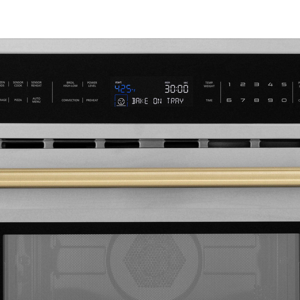 ZLINE Autograph 30" Built-in Convection Microwave Oven in Stainless Steel with Champagne Bronze Accents, MWOZ-30-CB