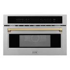 ZLINE Autograph Bronze Package - 36" Rangetop, 36" Range Hood, Dishwasher, Refrigerator, Microwave Oven
