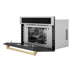 ZLINE Autograph Bronze Package - 36" Rangetop, 36" Range Hood, Dishwasher, Refrigerator with External Water and Ice Dispenser, Microwave Oven