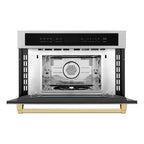ZLINE Autograph Gold Package - 48" Rangetop, 48" Range Hood, Dishwasher, Refrigerator, Microwave Oven