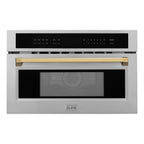 ZLINE Autograph 30" Built-in Convection Microwave Oven in Stainless Steel with Gold Accents, MWOZ-30-G