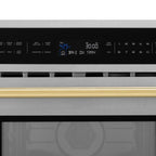 ZLINE Autograph 30" 1.6 cu ft. Built-in Convection Microwave Oven in Satin Stainless Steel and Polished Gold Accents, MWOZ-30-SS-G