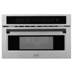 ZLINE Autograph 30" 1.6 cu ft. Built-in Convection Microwave Oven in Satin Stainless Steel and Matte Black Accents, MWOZ-30-SS-MB