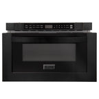 ZLINE Appliance Package - 48 in. Dual Fuel Range, Range Hood, Microwave Drawer, Refrigerator in Black Stainless, 4KPR-RABRH48-MW