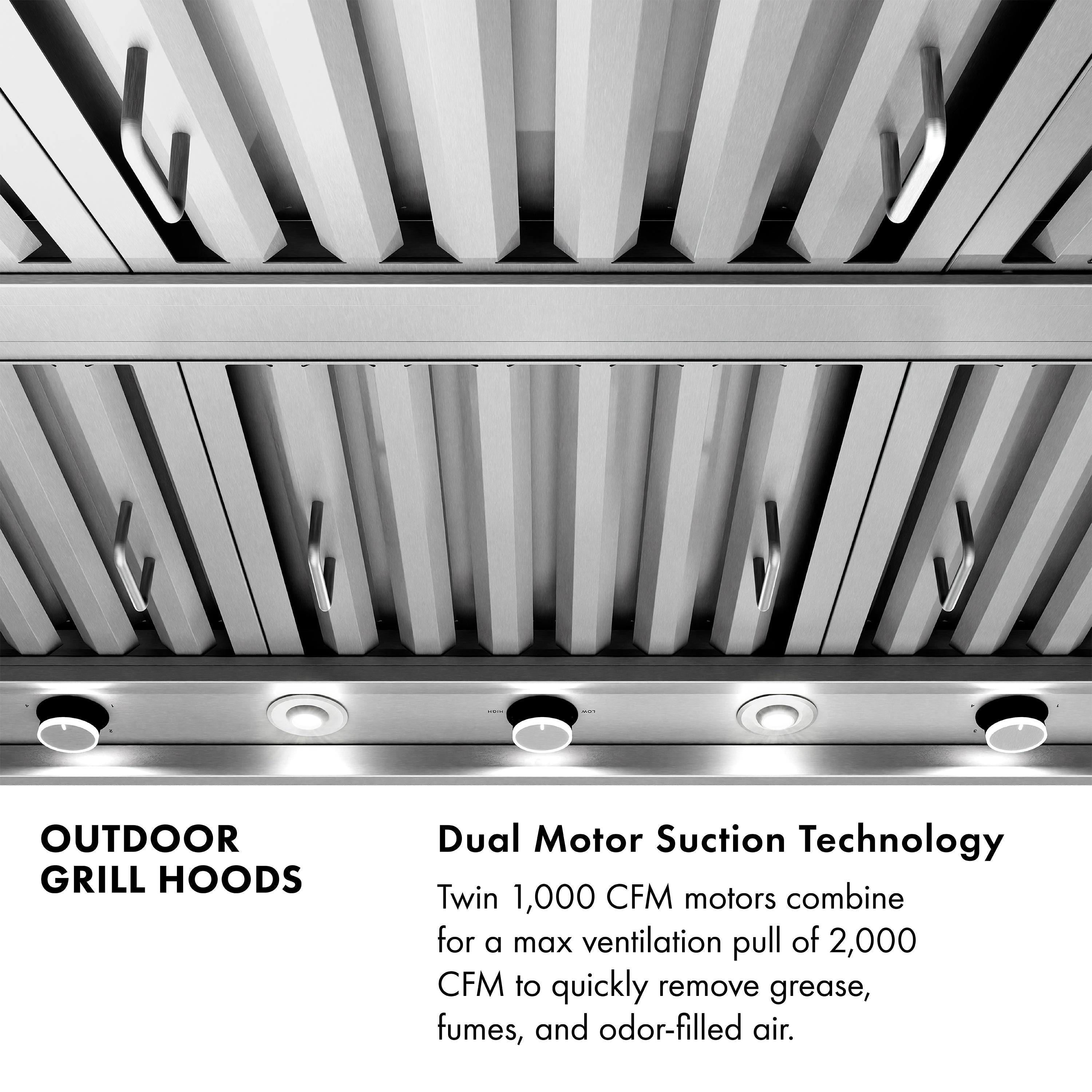 ZLINE 42-Inch Under Cabinet Outdoor Grill Hood - 2,000 CFM - Stainless Steel (GOU1-42)