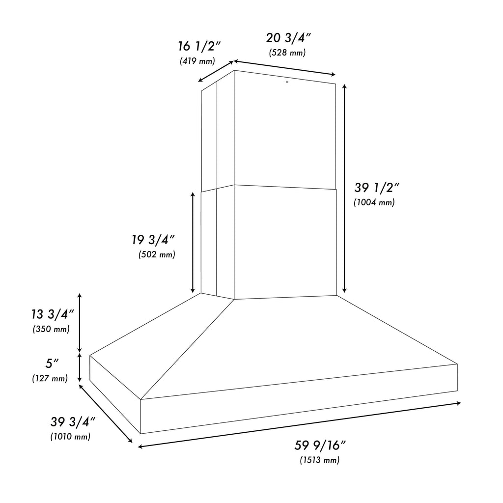 ZLINE 60 in. Island Mount Outdoor Grill Hood 2000 CFM (GOi1-60)