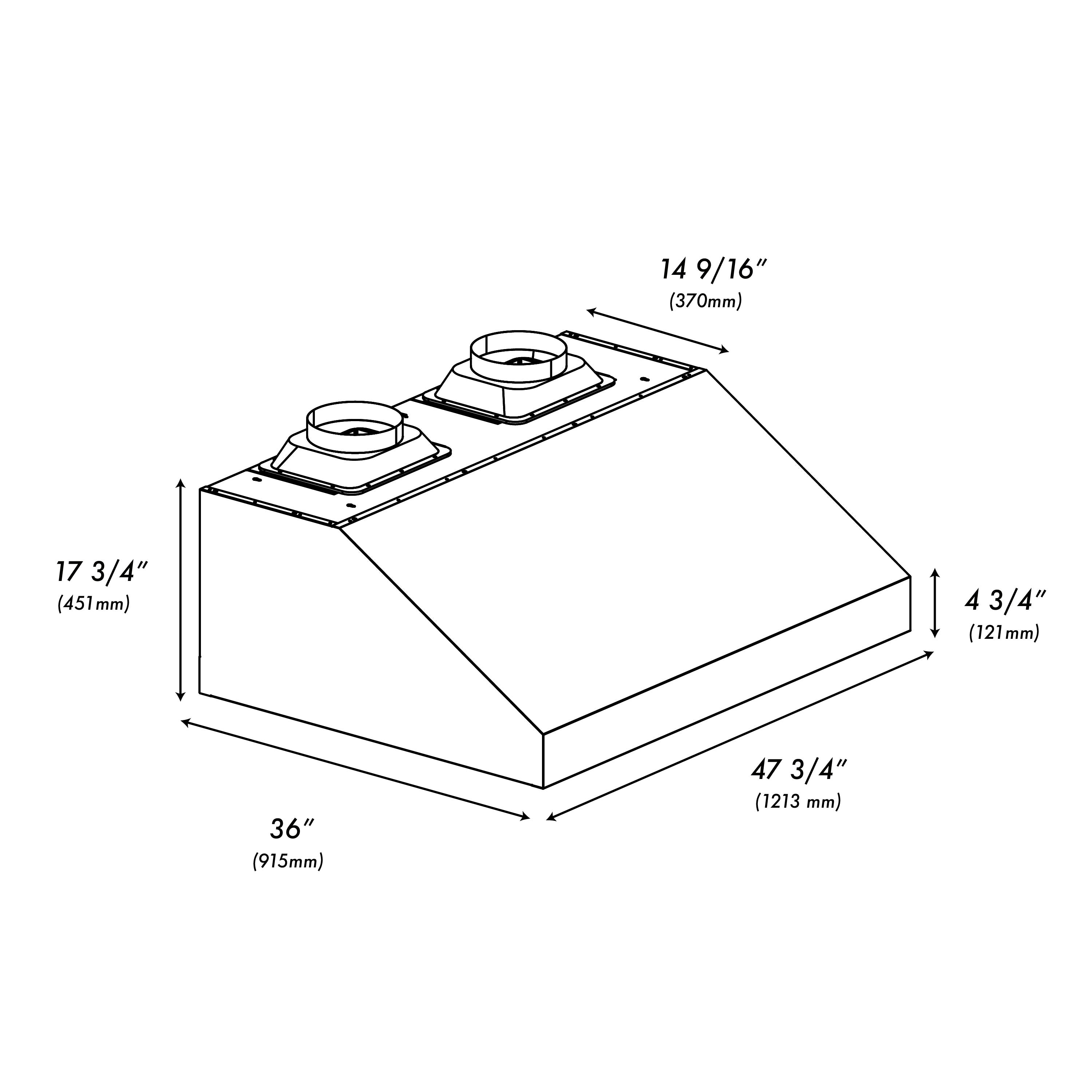 ZLINE 48 in. Under Cabinet Outdoor Grill Hood 2000 CFM (GOU1-48)
