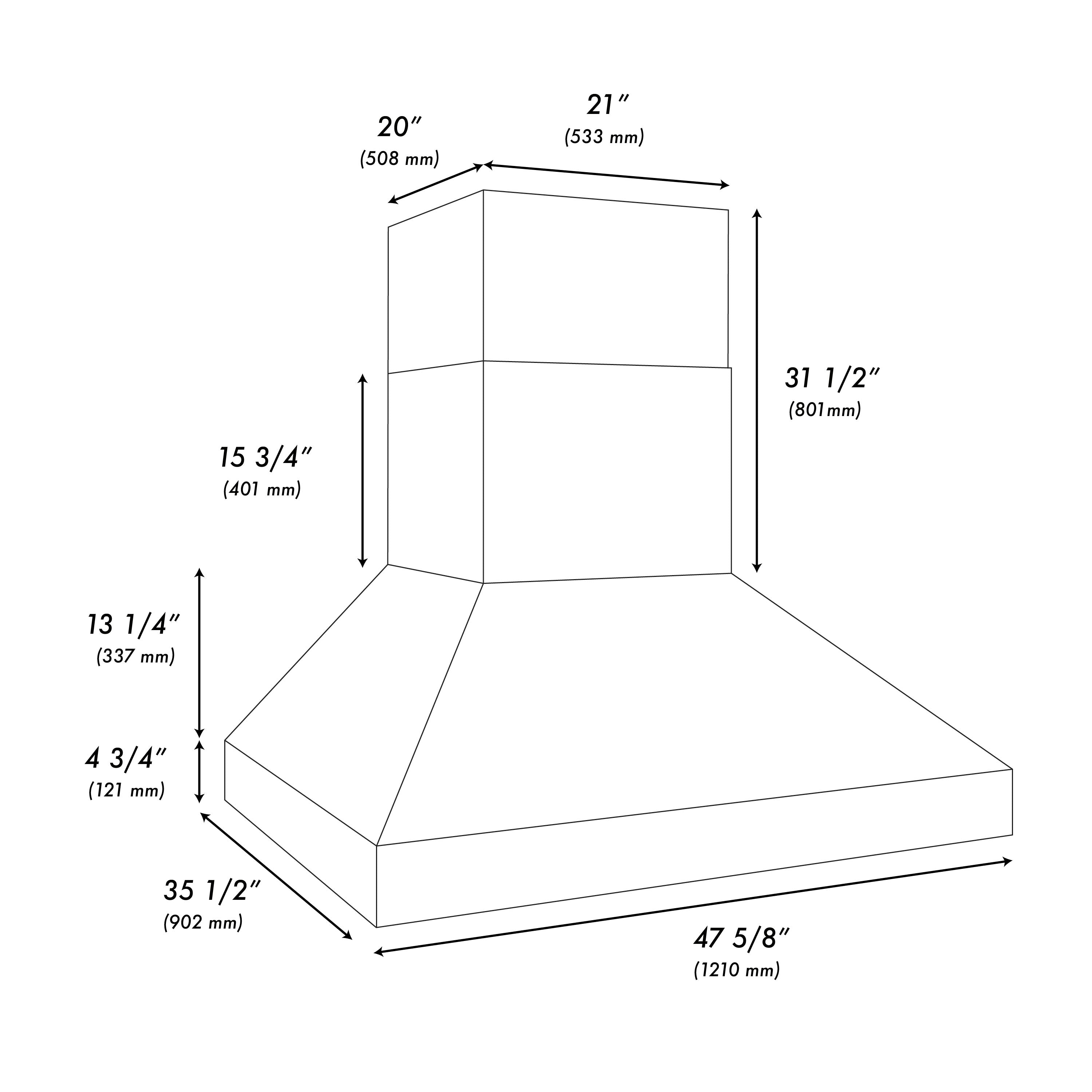 ZLINE 48 in. Wall Mount Outdoor Grill Hood, 2000 CFM (GOW1-48)