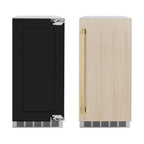 ZLINE Autograph 15" Touchstone Clear Cube Ice Maker with Drain Pump and Panel Ready Door with Polished Gold Handle, ICCDPZ-15-G