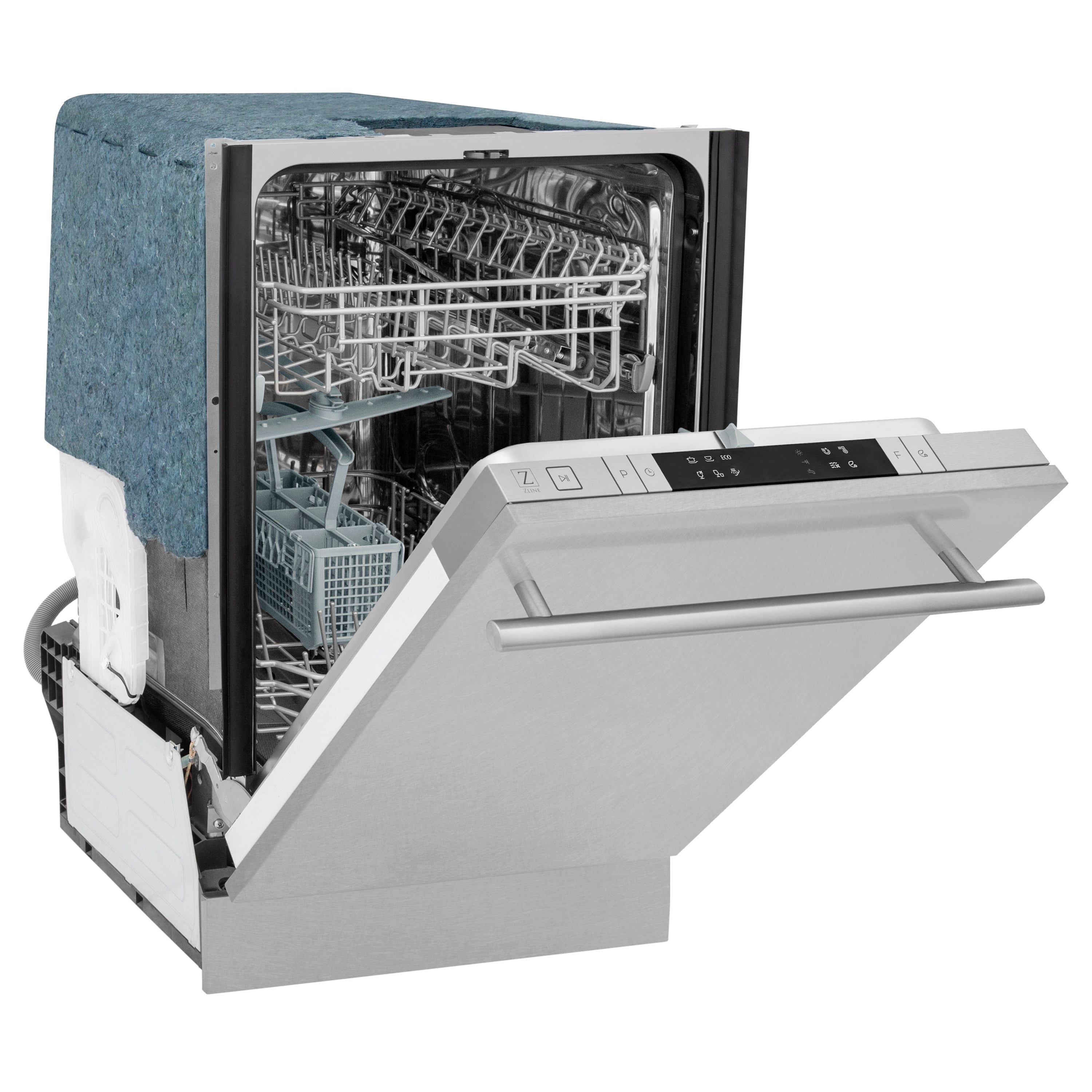 ZLINE 18 in. Top Control Dishwasher in Satin Stainless Steel with Stainless Steel Tub, DW-SN-18