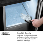 ZLINE Autograph 15" Touchstone Gourmet Ice Maker with Drain Pump and Solid Stainless Steel Door with Polished Gold Handle, IGMDZ-ST-15-G