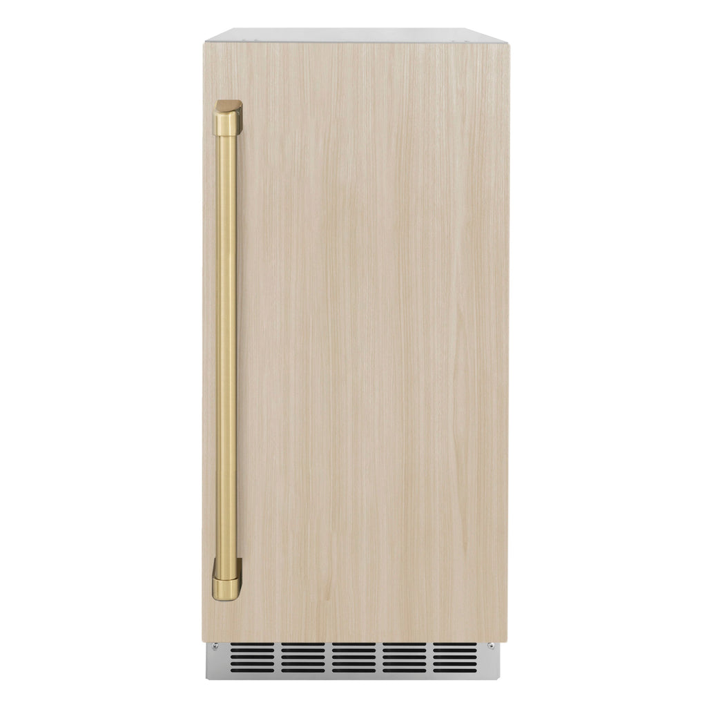 ZLINE Autograph 15" Touchstone Gourmet Ice Maker with Drain Pump and Panel Ready Door with Champagne Bronze Handle, IGMDPZ-15-CB