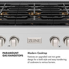 ZLINE Autograph 36" Paramount Gas Rangetop with 6 Burner DuoPro™ Cooktop in Stainless Steel and Matte Black Accents, PSRTZ-36-MB