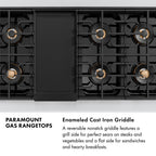 ZLINE Autograph 48" Paramount Gas Rangetop with 8 Burner DuoPro™ Cooktop in Black Stainless Steel and Polished Gold Accents, PSRTBZ-48-G