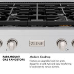 ZLINE Autograph 48" Paramount Gas Rangetop with 8 Burner DuoPro™ Cooktop in Stainless Steel and Champagne Bronze Accents, PSRTZ-48-CB