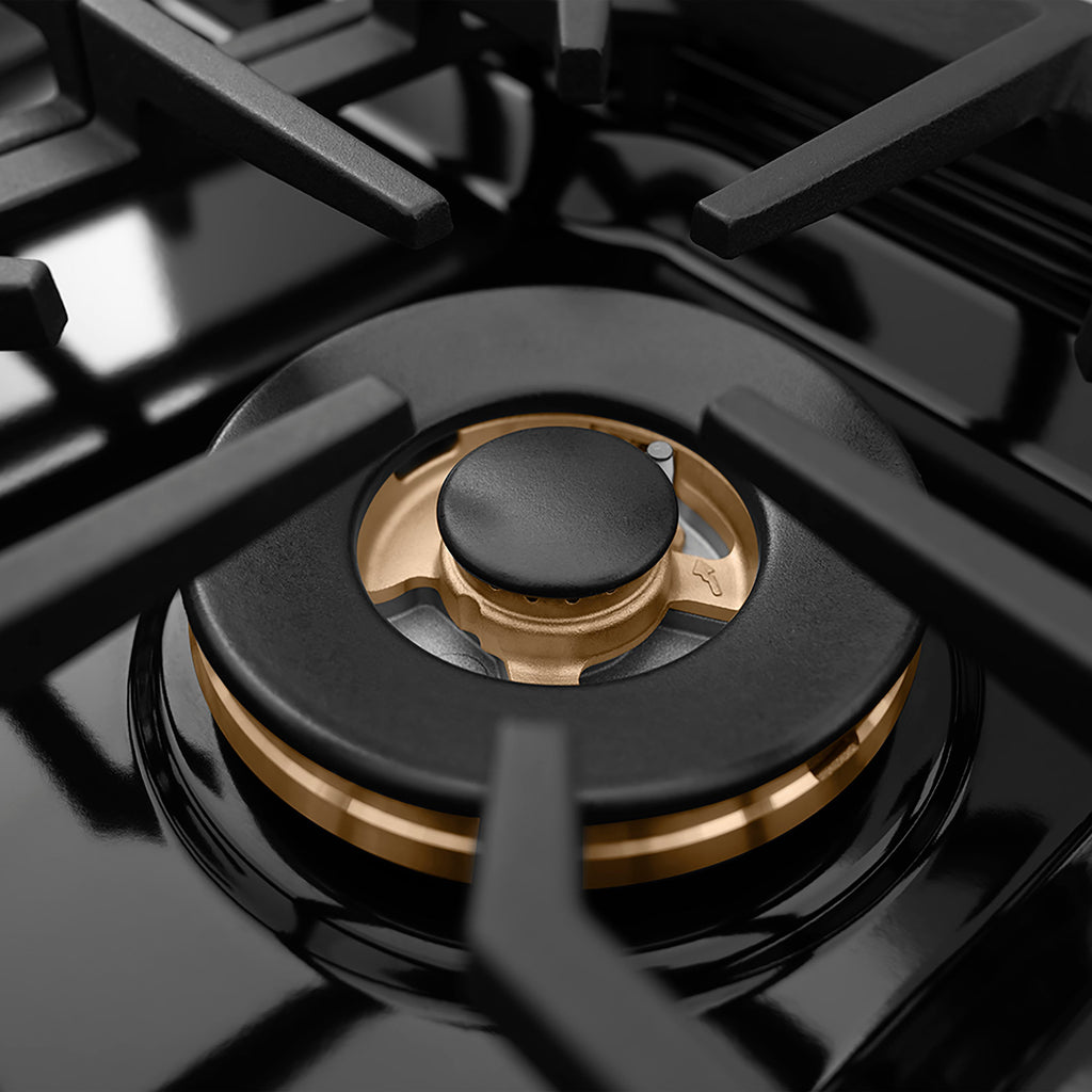 ZLINE Autograph 30" Paramount Gas Rangetop with 4 Burner DuoPro™ Cooktop in Black Stainless Steel and Champagne Bronze Accents, PSRTBZ-30-CB