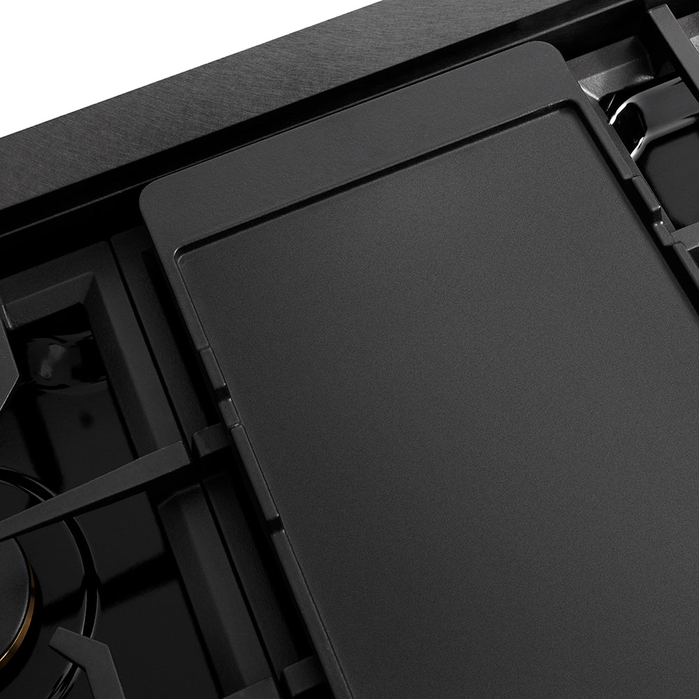 ZLINE 48" Paramount Gas Rangetop with 8 Brass Burners and Porcelain Cooktop in Black Satin Stainless Steel, SRTBS-BR-48