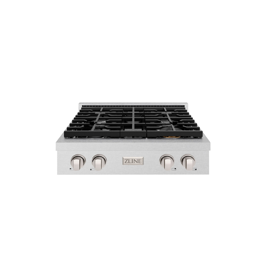 ZLINE Paramount 30" Gas Rangetop with 4 Burners and Porcelain Cooktop in Satin Stainless Steel, SRTS-30