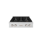 ZLINE Paramount 30" Gas Rangetop with 4 Burners and Porcelain Cooktop in Satin Stainless Steel, SRTS-30