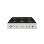 ZLINE Paramount 36" Gas Rangetop with 6 Burners and Porcelain Cooktop in Satin Stainless Steel, SRTS-36