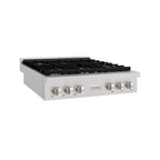 ZLINE Paramount 36" Gas Rangetop with 6 Burners and Porcelain Cooktop in Satin Stainless Steel, SRTS-36